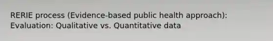 RERIE process (Evidence-based public health approach): Evaluation: Qualitative vs. Quantitative data