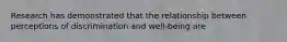 Research has demonstrated that the relationship between perceptions of discrimination and well-being are