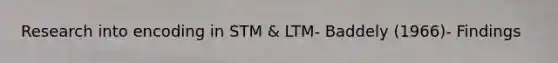 Research into encoding in STM & LTM- Baddely (1966)- Findings