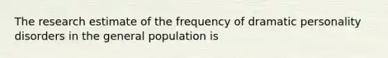 The research estimate of the frequency of dramatic personality disorders in the general population is