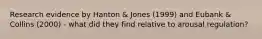 Research evidence by Hanton & Jones (1999) and Eubank & Collins (2000) - what did they find relative to arousal regulation?