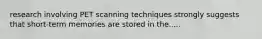 research involving PET scanning techniques strongly suggests that short-term memories are stored in the.....