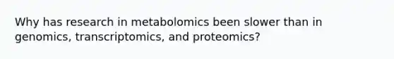 Why has research in metabolomics been slower than in genomics, transcriptomics, and proteomics?