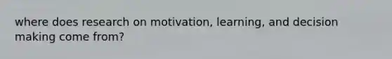 where does research on motivation, learning, and decision making come from?