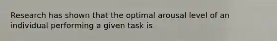 Research has shown that the optimal arousal level of an individual performing a given task is