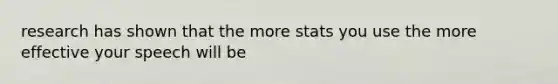 research has shown that the more stats you use the more effective your speech will be