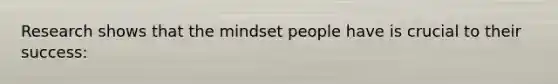 Research shows that the mindset people have is crucial to their success: