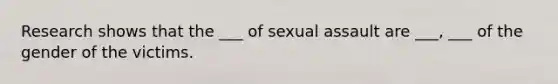 Research shows that the ___ of sexual assault are ___, ___ of the gender of the victims.