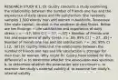 RESEARCH STUDY 8.1: Dr. Guidry conducts a study examining the relationship between the number of friends one has and the experience of daily stress and life satisfaction. She randomly samples 1,500 elderly men and women in Nashville, Tennessee (the state capital), located in the southern United States. Below are her findings: • Life satisfaction and experience of daily stress: r = −.57, 95% CI [ −.77, −.37] • Number of friends one has and experience of daily stress: r = .09, 95% CI [ −.27, .45] • Number of friends one has and life satisfaction: r = .36, 95% CI [.12, .60] Dr. Guidry finds that the relationship between the number of friends one has and life satisfaction is stronger for men than for women. Why might Dr. Guidry have looked for this difference? a. to determine whether the association was spurious b. to determine whether the association was curvilinear c. to examine her study's external validity d. to examine her study's internal validity