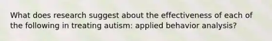 What does research suggest about the effectiveness of each of the following in treating autism: applied behavior analysis?