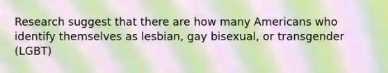 Research suggest that there are how many Americans who identify themselves as lesbian, gay bisexual, or transgender (LGBT)