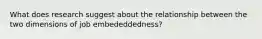 What does research suggest about the relationship between the two dimensions of job embededdedness?