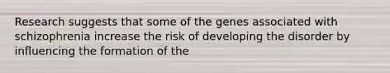 Research suggests that some of the genes associated with schizophrenia increase the risk of developing the disorder by influencing the formation of the