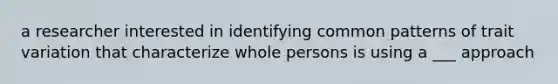 a researcher interested in identifying common patterns of trait variation that characterize whole persons is using a ___ approach