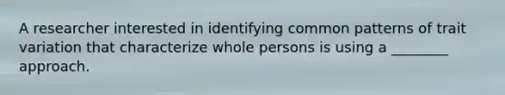 A researcher interested in identifying common patterns of trait variation that characterize whole persons is using a ________ approach.