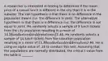 A researcher is interested in testing to determine if the mean price of a casual lunch is different in the city than it is in the suburbs. The null hypothesis is that there is no difference in the population means (i.e. the difference is zero). The alternative hypothesis is that there is a difference (i.e. the difference is not equal to zero). He randomly selects a sample of 9 lunch tickets from the city population resulting in a mean of 14.30 and a standard deviation of3.40. He randomly selects a sample of 14 lunch tickets from the suburban population resulting in a mean of 11.80 and a standard deviation2.90. He is using an alpha value of .10 to conduct this test. Assuming that the populations are normally distributed, the critical t value from the table is _______.