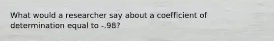 What would a researcher say about a coefficient of determination equal to -.98?