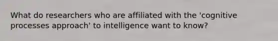 What do researchers who are affiliated with the 'cognitive processes approach' to intelligence want to know?