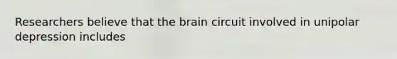 Researchers believe that the brain circuit involved in unipolar depression includes