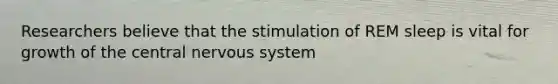 Researchers believe that the stimulation of REM sleep is vital for growth of the central nervous system