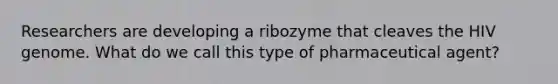 Researchers are developing a ribozyme that cleaves the HIV genome. What do we call this type of pharmaceutical agent?