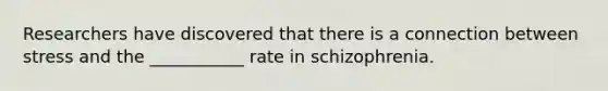 Researchers have discovered that there is a connection between stress and the ___________ rate in schizophrenia.