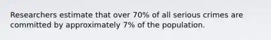 Researchers estimate that over 70% of all serious crimes are committed by approximately 7% of the population.