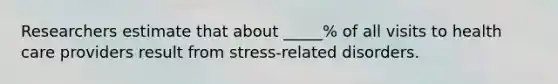 Researchers estimate that about _____% of all visits to health care providers result from stress-related disorders.