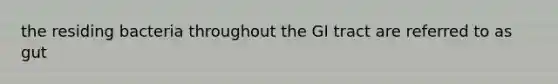 the residing bacteria throughout the GI tract are referred to as gut