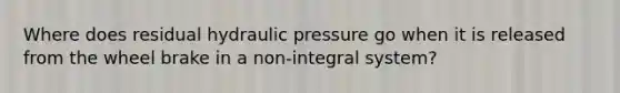 Where does residual hydraulic pressure go when it is released from the wheel brake in a non-integral system?