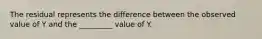 The residual represents the difference between the observed value of Y and the _________ value of Y.