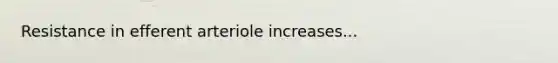 Resistance in efferent arteriole increases...