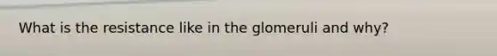 What is the resistance like in the glomeruli and why?