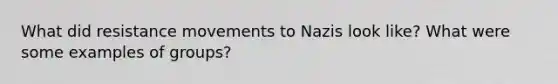 What did resistance movements to Nazis look like? What were some examples of groups?