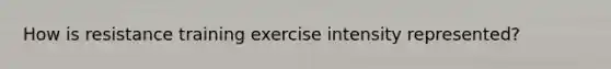 How is resistance training exercise intensity represented?