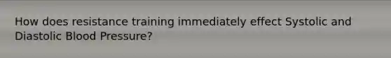 How does resistance training immediately effect Systolic and Diastolic Blood Pressure?