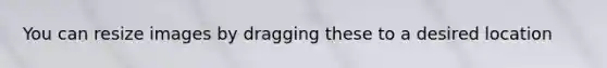 You can resize images by dragging these to a desired location