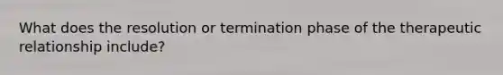 What does the resolution or termination phase of the therapeutic relationship include?