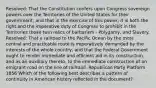 Resolved: That the Constitution confers upon Congress sovereign powers over the Territories of the United States for their government; and that in the exercise of this power, it is both the right and the imperative duty of Congress to prohibit in the Territories those twin relics of barbarism - Polygamy, and Slavery. Resolved: That a railroad to the Pacific Ocean by the most central and practicable route is imperatively demanded by the interests of the whole country, and that the Federal Government ought to render immediate and efficient aid in its construction, and as an auxiliary thereto, to the immediate construction of an emigrant road on the line of railroad. Republican Party Platform 1856 Which of the following best describes a pattern of continuity in American history reflected in the document?