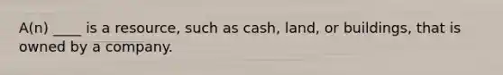 A(n) ____ is a resource, such as cash, land, or buildings, that is owned by a company.