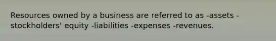 Resources owned by a business are referred to as -assets -stockholders' equity -liabilities -expenses -revenues.