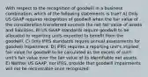 With respect to the recognition of goodwill in a business combination, which of the following statements is true? A) Only US GAAP requires recognition of goodwill when the fair value of the consideration transferred exceeds the net fair value of assets and liabilities. B) US GAAP standards require goodwill to be allocated to reporting units expected to benefit from the goodwill. C) Only IFRS standards require annual assessments for goodwill impairment. D) IFRS requires a reporting unit's implied fair value for goodwill to be calculated as the excess of such unit's fair value over the fair value of its identifiable net assets. E) Neither US GAAP, nor IFRS, provide that goodwill impairments will not be recoverable once recognized.