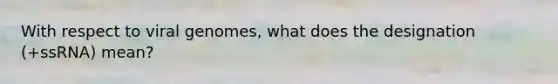 With respect to viral genomes, what does the designation (+ssRNA) mean?