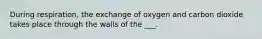 During respiration, the exchange of oxygen and carbon dioxide takes place through the walls of the ___.