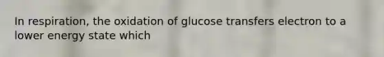 In respiration, the oxidation of glucose transfers electron to a lower energy state which