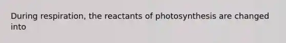 During respiration, the reactants of photosynthesis are changed into