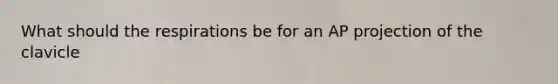 What should the respirations be for an AP projection of the clavicle