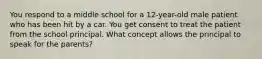 You respond to a middle school for a​ 12-year-old male patient who has been hit by a car. You get consent to treat the patient from the school principal. What concept allows the principal to speak for the​ parents?