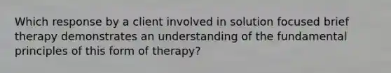 Which response by a client involved in solution focused brief therapy demonstrates an understanding of the fundamental principles of this form of therapy?