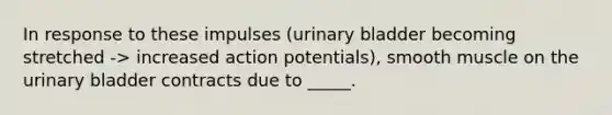 In response to these impulses (urinary bladder becoming stretched -> increased action potentials), smooth muscle on the urinary bladder contracts due to _____.